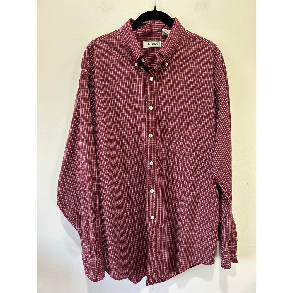 L.L. Bean button down shirt mens L red maroon casual